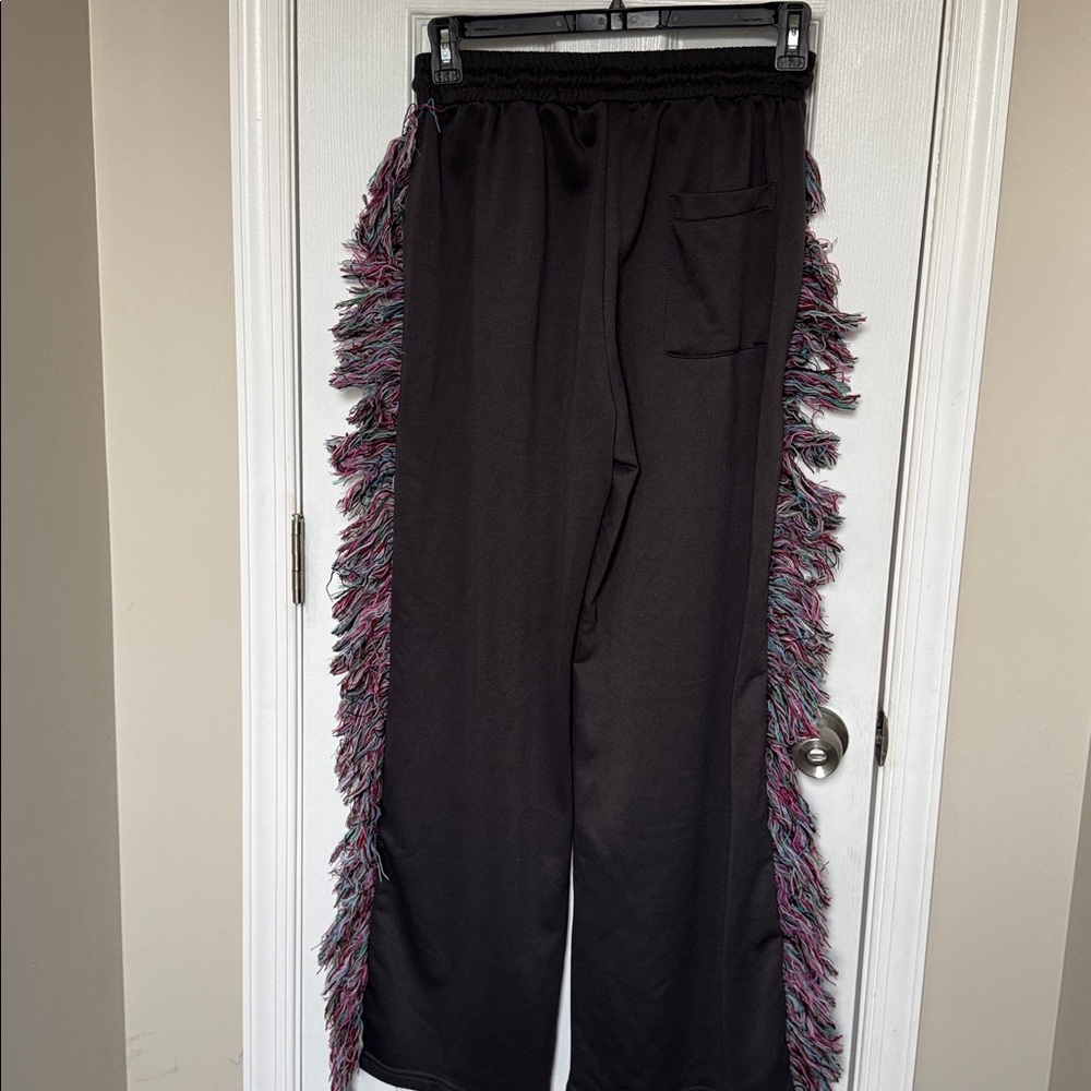 Gray Sweatpants with Colorful Fringe - Picture 4 of 4